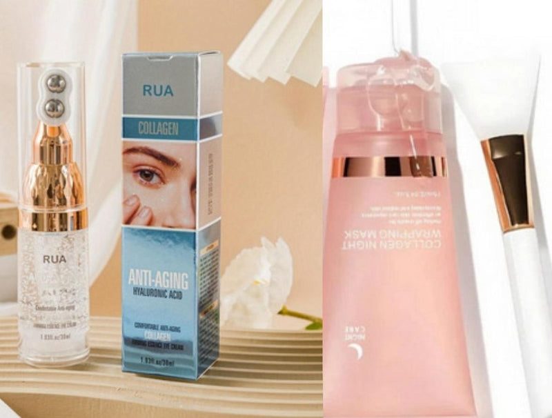 Combo de 1 rodillo de gel para ojeras y 1 mascarilla facial de colágeno