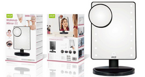 Espejo de maquillaje con luz y aumento de 5x